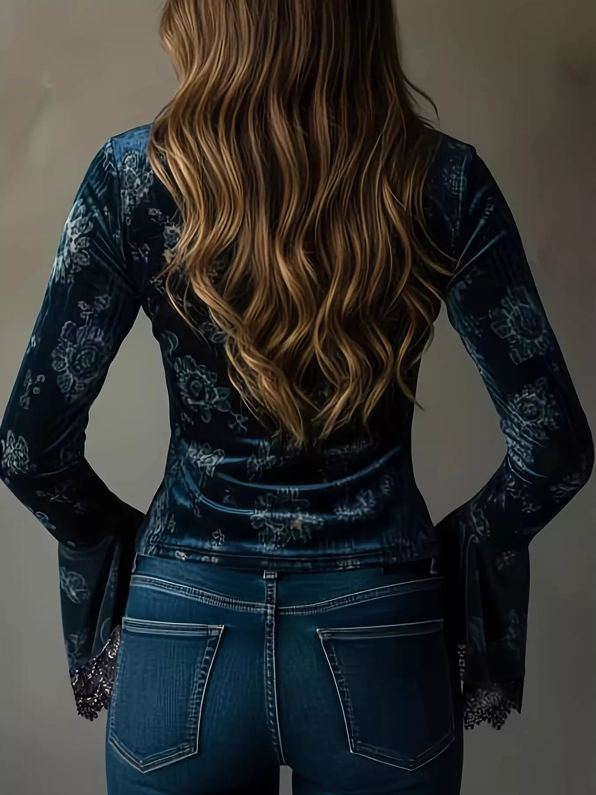 Lace Trim Flare Sleeves Blouse - Lilixa.store