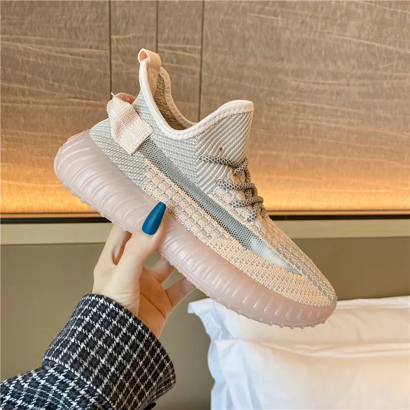 Mesh Lace-Up Platform Athletic Shoes - Lilixa.store