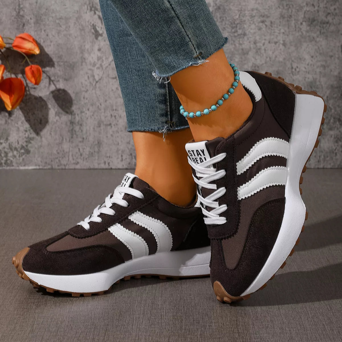 Lace Up Round Toe Sneakers - Lilixa.store