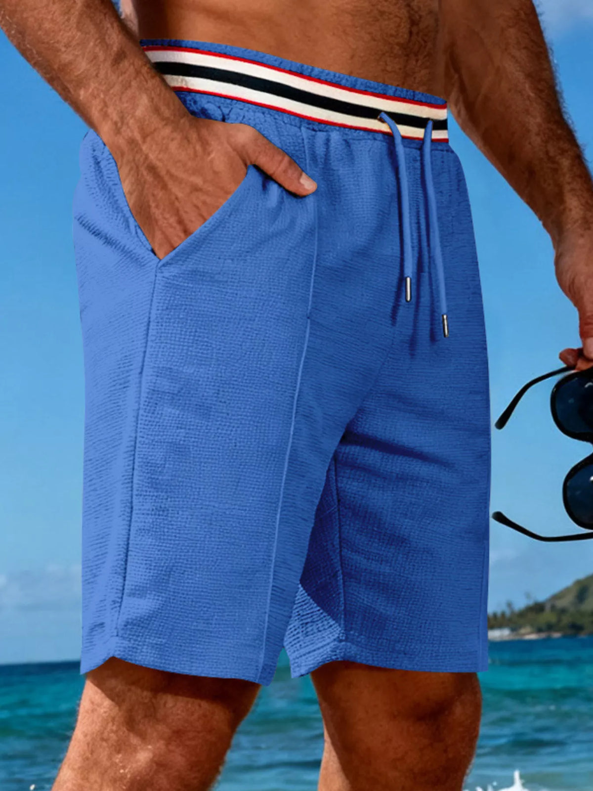 Men's Full Size Casual Textured Drawstring Shorts Plus Size, view 2