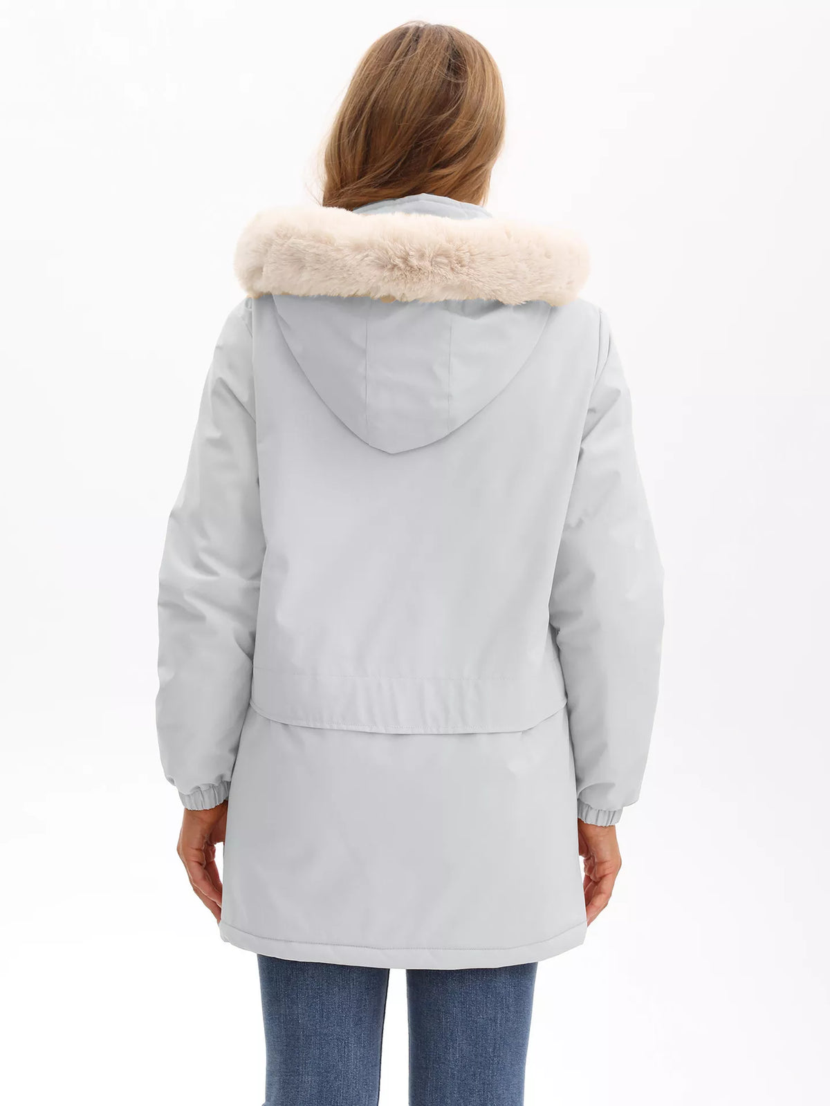 Full Size Fur Hooded Warm Winter Parka Outerwear Plus Size, view 12