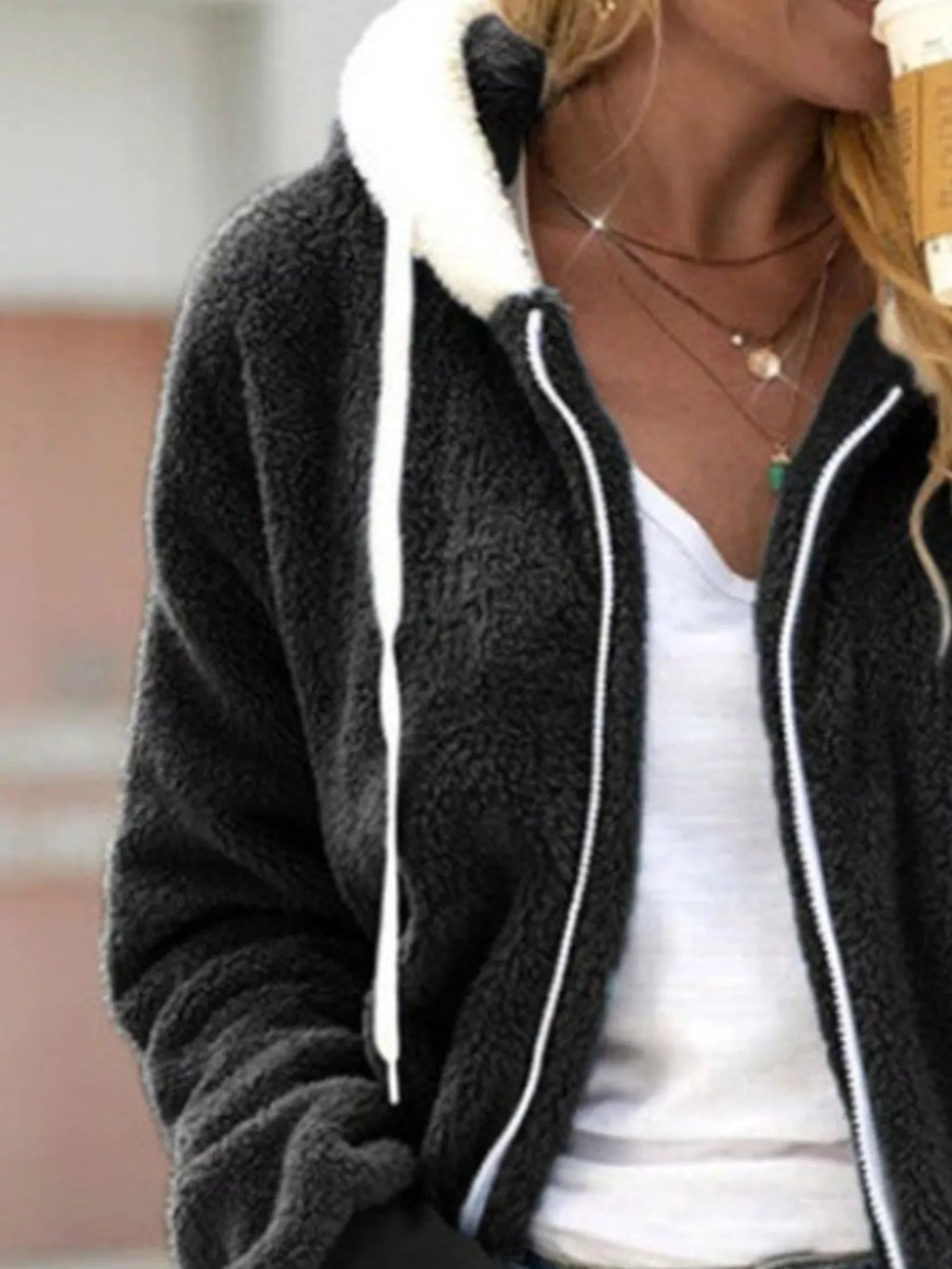 Full Size Cozy Fleece Zip-Up Hooded Jacket Plus Size - Lilixa.store