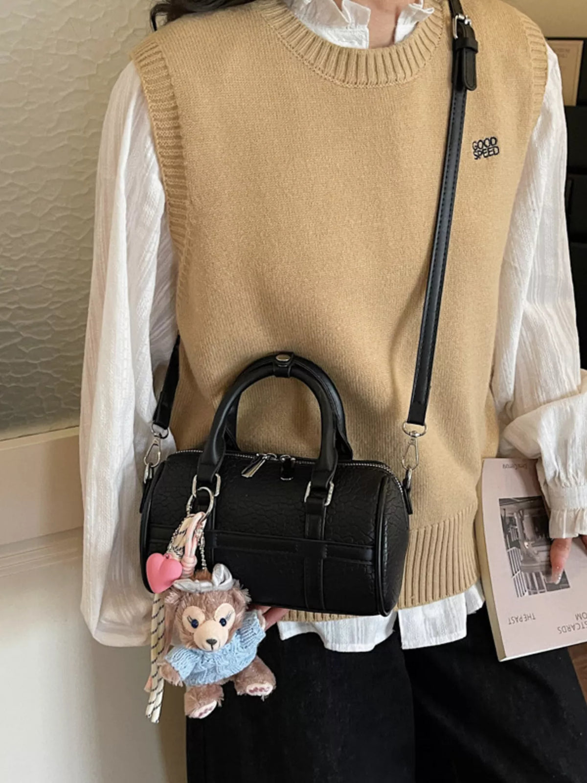 Textured Barrel Crossbody Bag - Lilixa.store