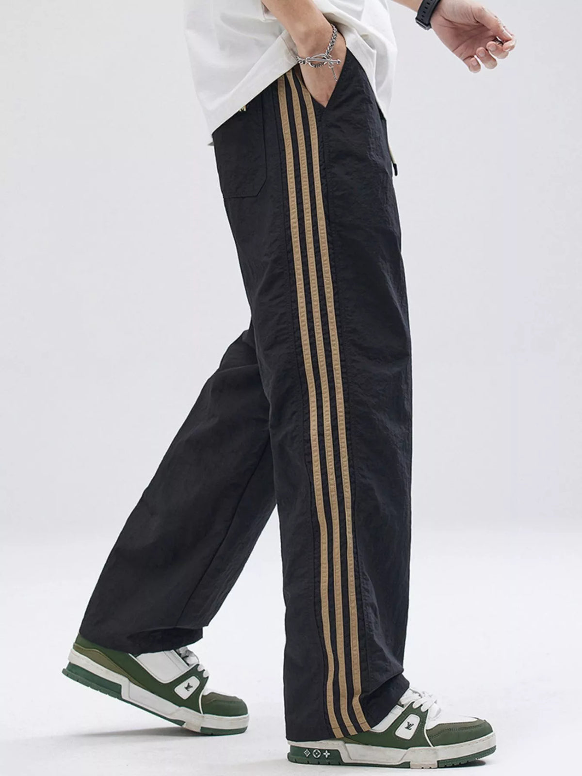 Men's Full Size Side Striped Wide Leg Pants Plus Size, view 6