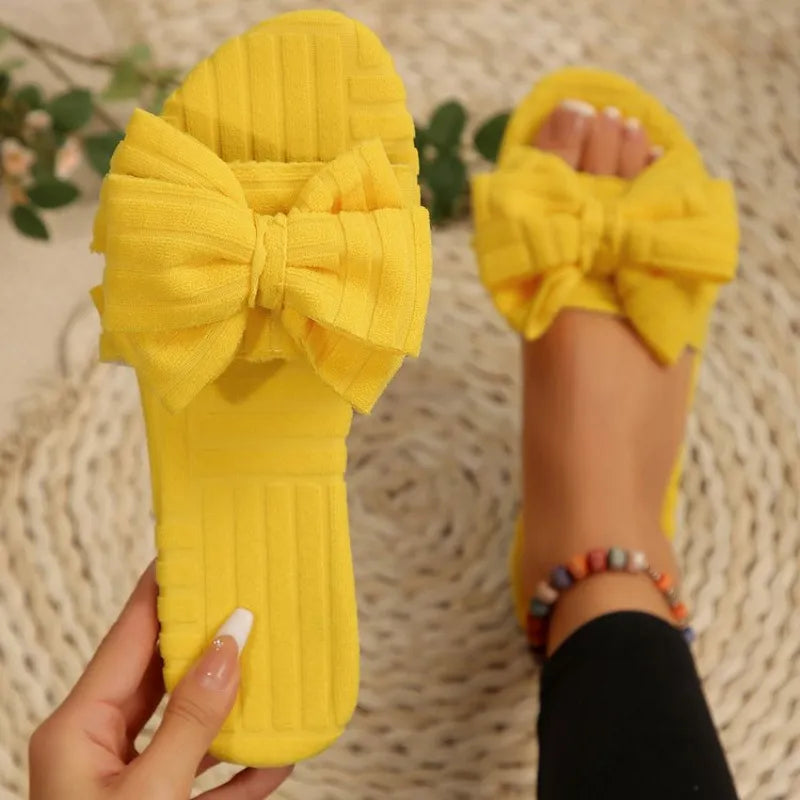 Bow Knot Open Toe Slippers - Lilixa.store