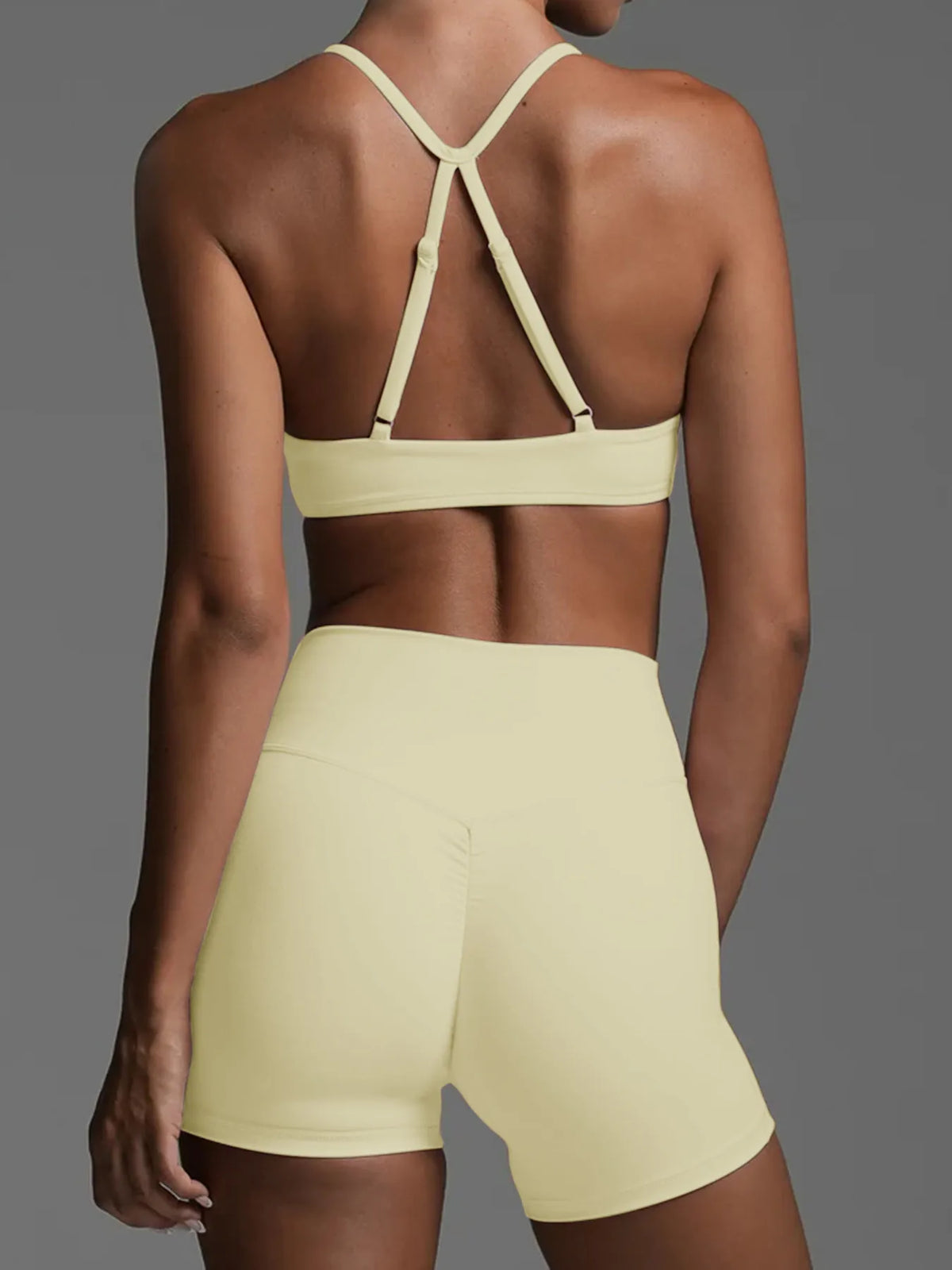 Ruched Sports Bra and High-Waisted Shorts Active Set - Lilixa.store