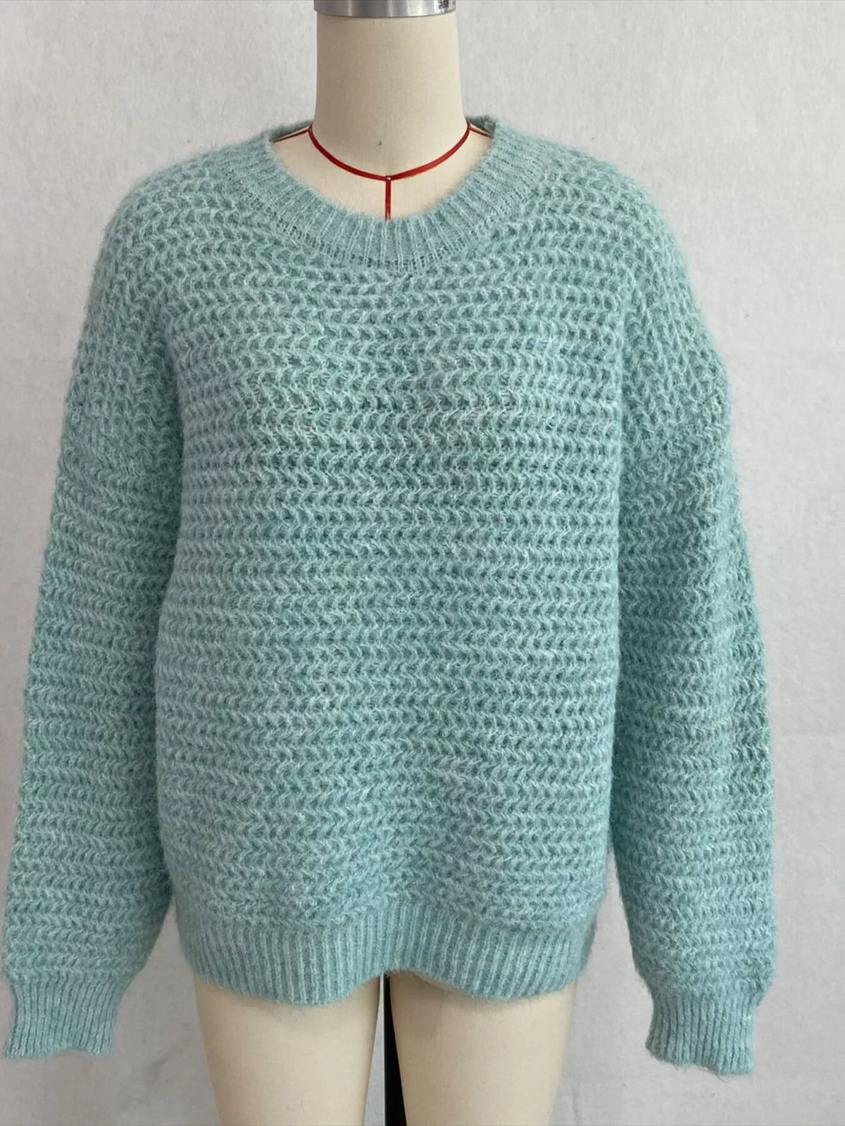 Round Neck Drop Shoulder Sweater, view 8