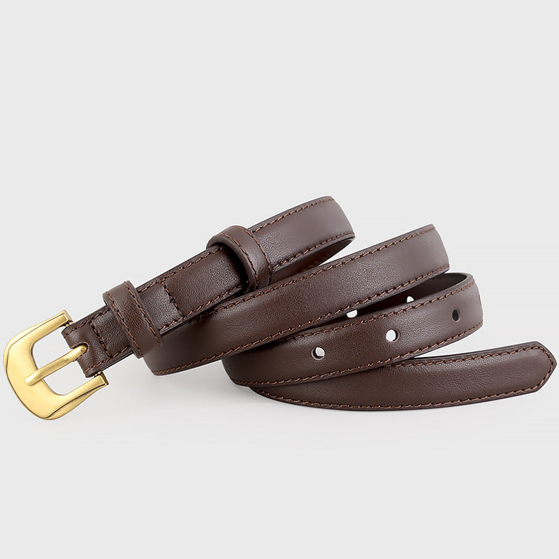 Leather Belt with Golden Buckle - Lilixa.store