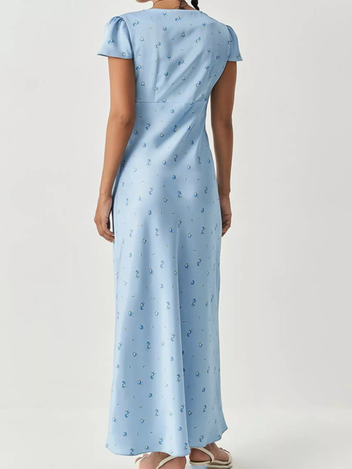 V-Neck Cap Sleeve Maxi Dress in Light Blue, view 2