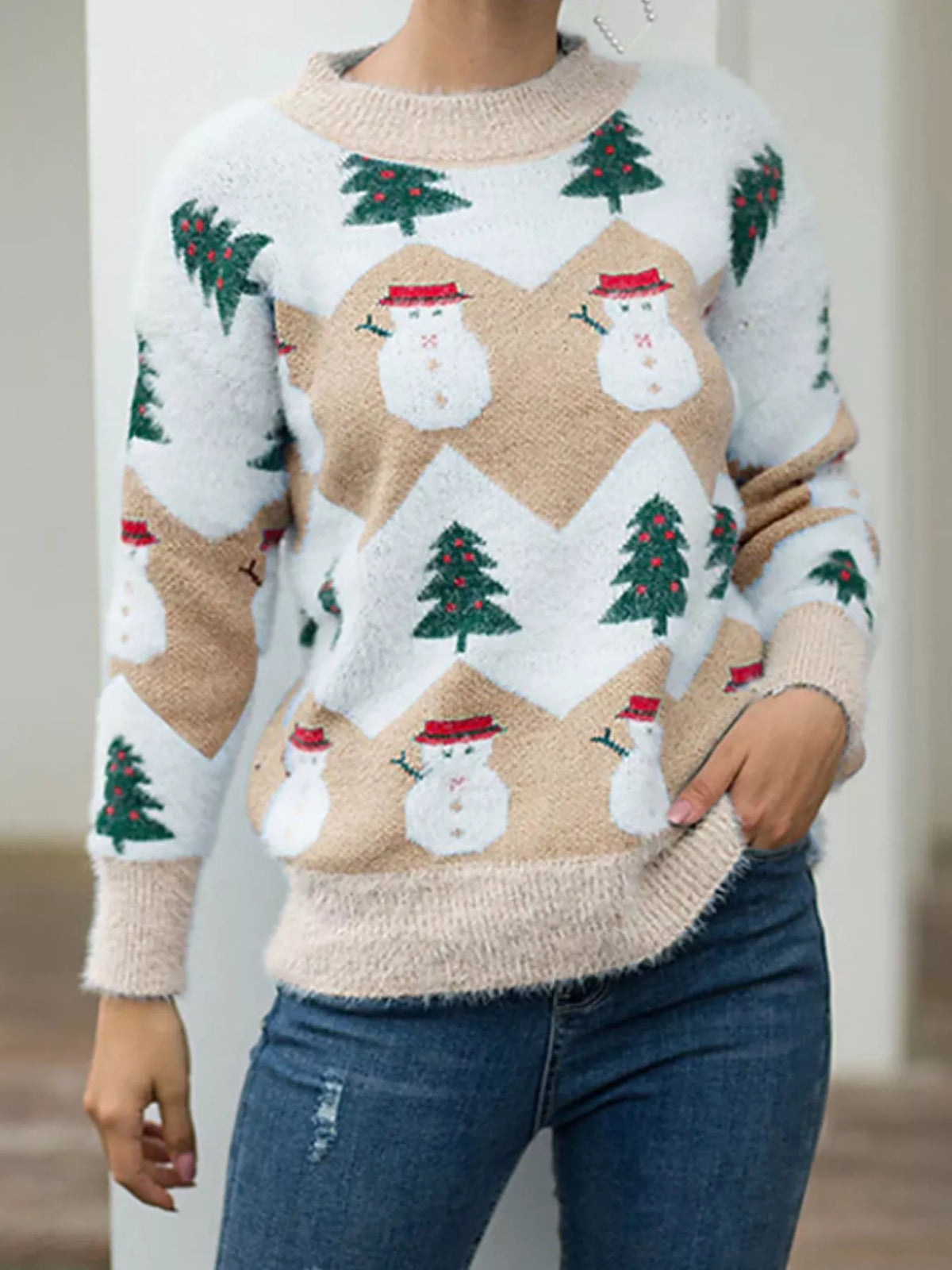 Christmas Snowman Dropped Shoulder Sweater