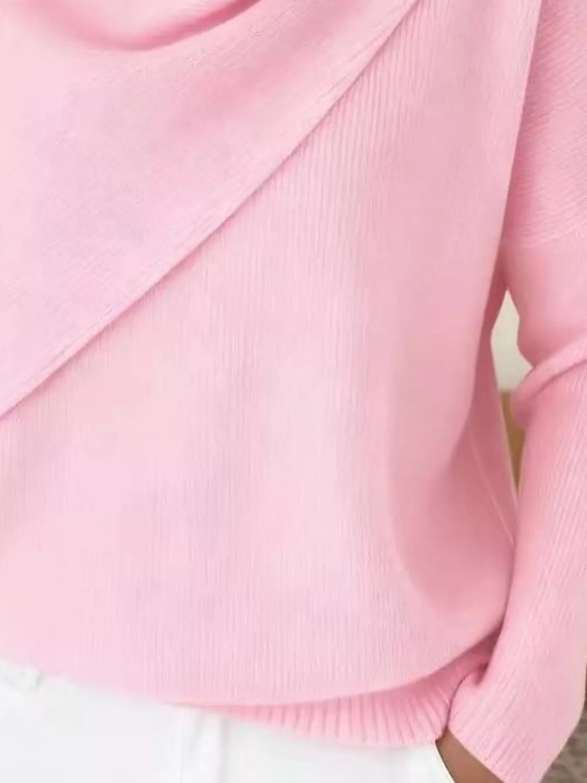 Full Size Solid Color Cowl Neck Sweater Plus Size