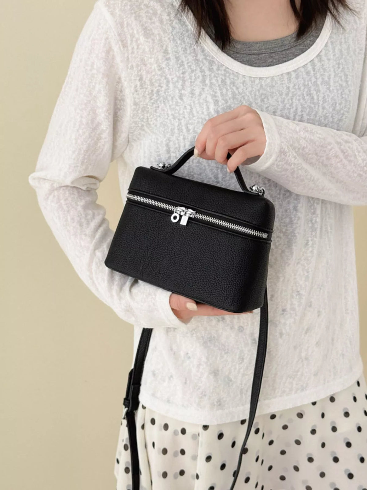 Textured Zipper Crossbody Bag