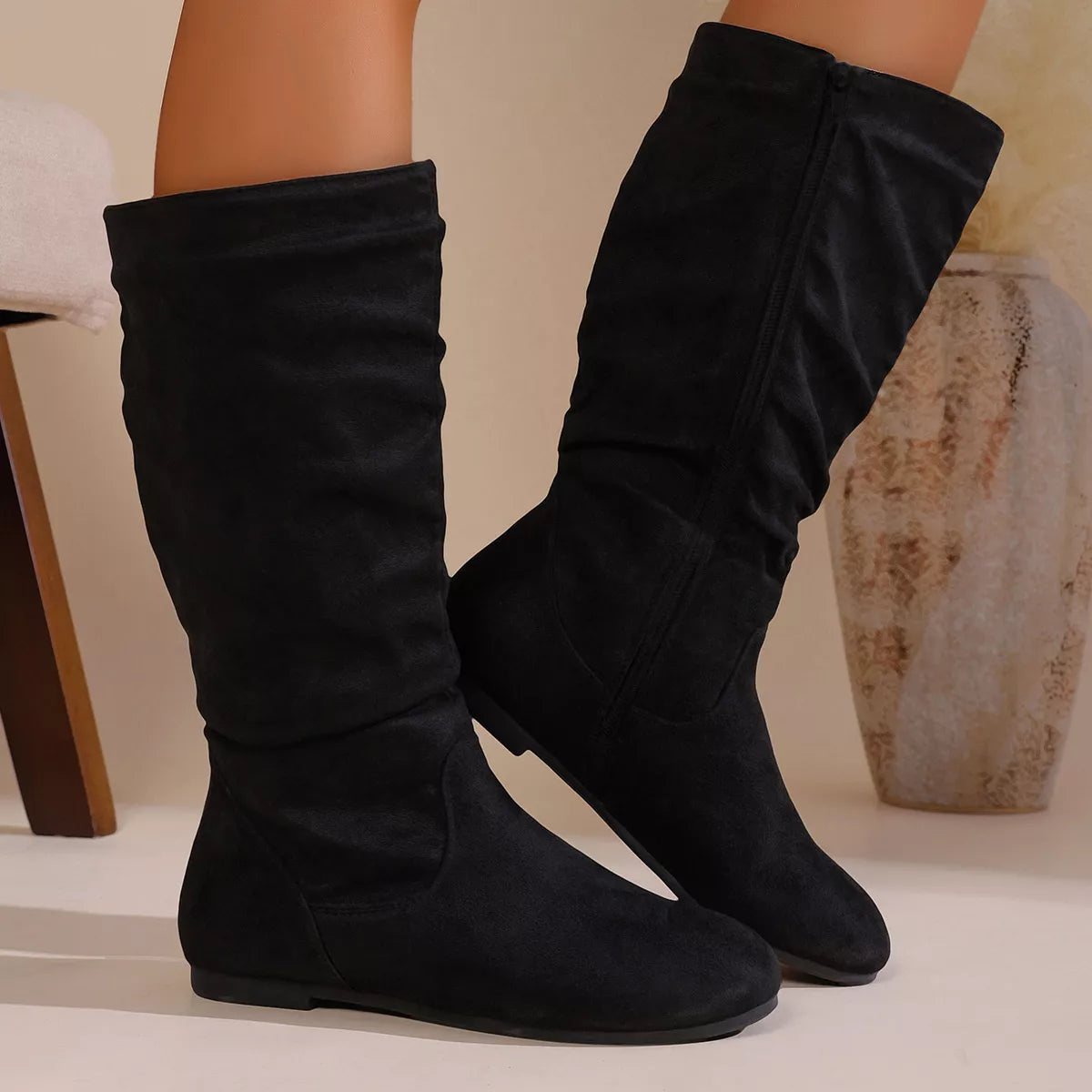 Size Zip Slouchy Boots - Lilixa.store