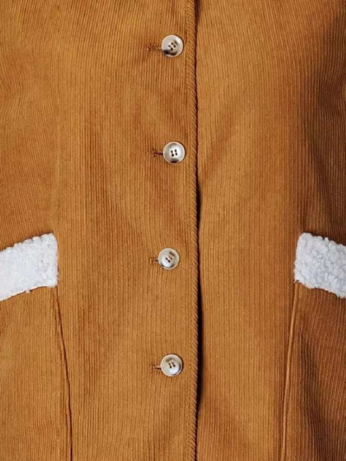 Button Up Sherpa Vest Coat in Terracotta, view 4