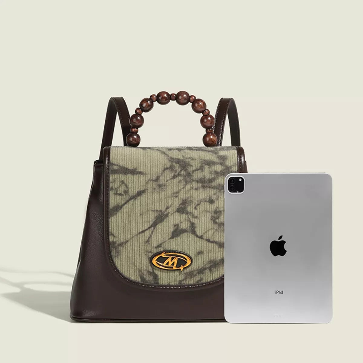 Flap Backpack Bag with Beaded Handle - Lilixa.store
