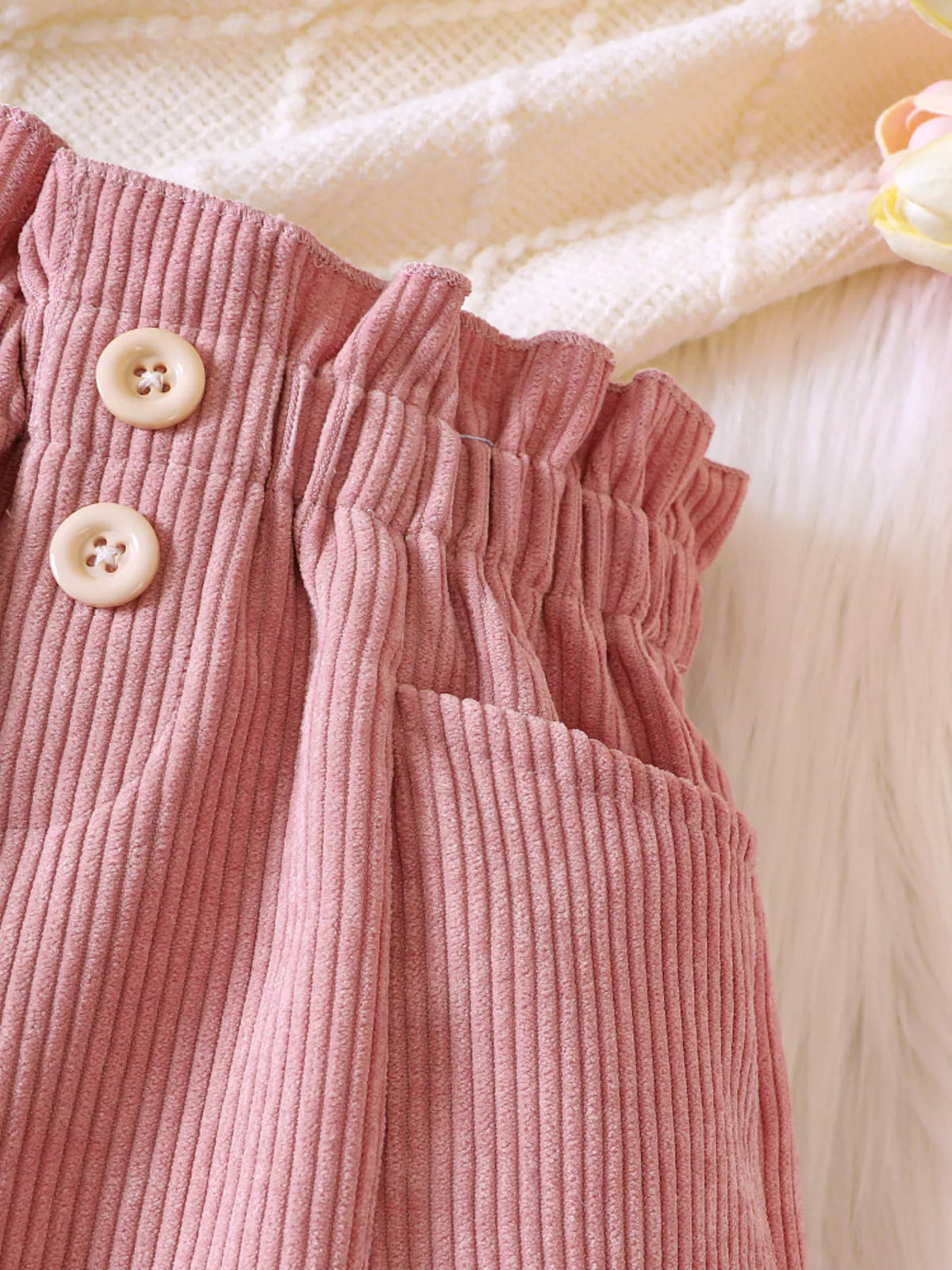 Children's Ruffled Hem Corduroy Pants - Lilixa.store