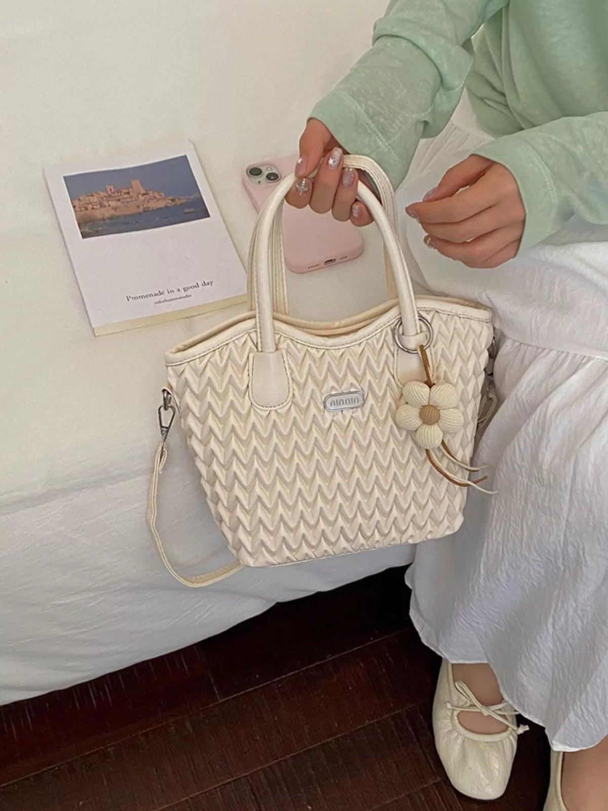 Top Handle Texture Crossbody Bag - Lilixa.store