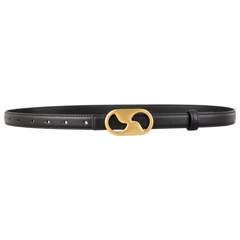 Leather Belt with Golden Buckle, view 3