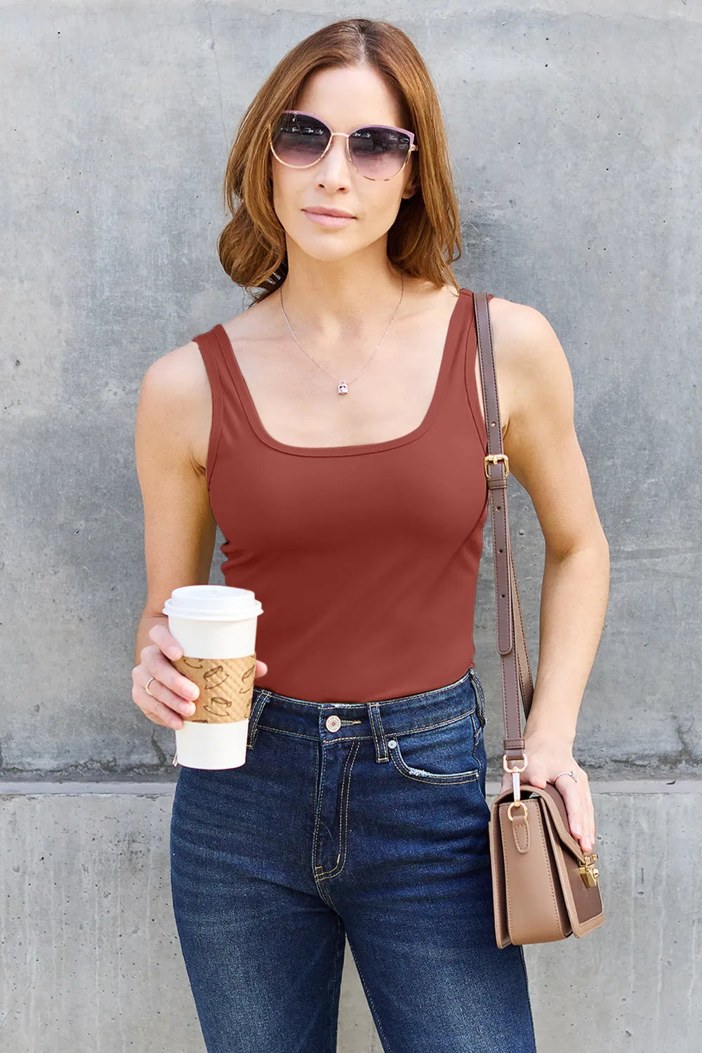 Basic Bae Full Size Square Neck Wide Strap Tank - Lilixa.store