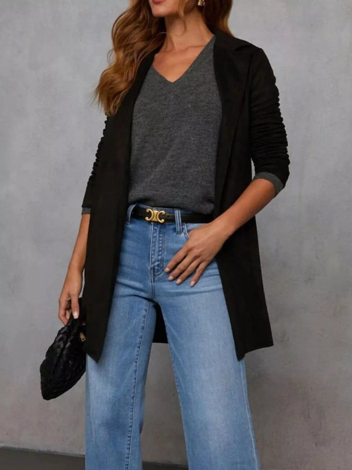 Full Size Open Front Longline Outerwear Plus Size, view 9