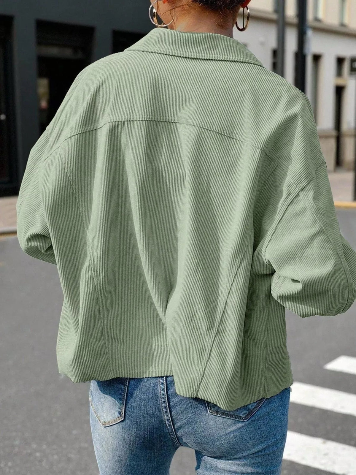 Corduroy Button-Down Shacket - Lilixa.store