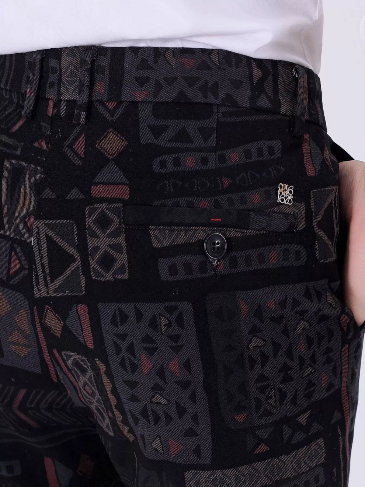 Men's Printed Casual Pants in Black, view 4