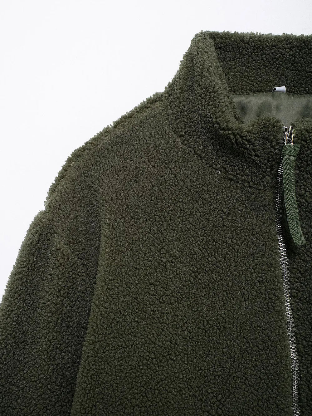 Turtleneck Zip Up Long Sleeve Plush Jacket, view 6