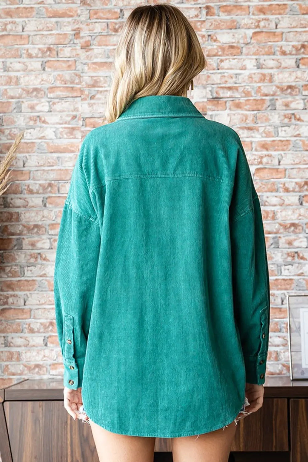 First Love Washed Corduroy Button Down Long Sleeve Shirt - Lilixa.store