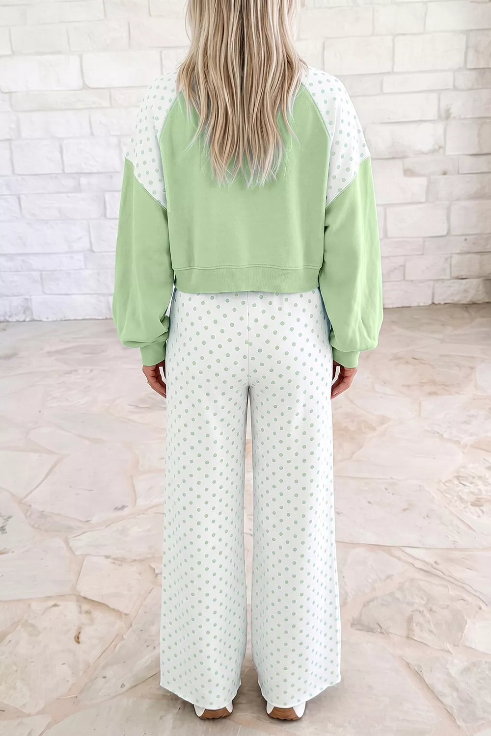 Polka Dot Color-Block Top and Pants Set