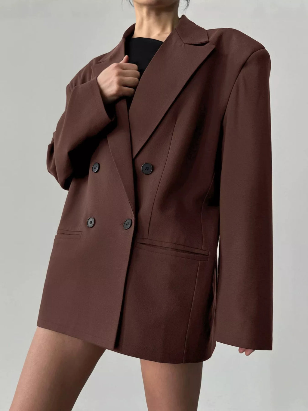 Double-Breasted Lapel Collar Blazer - Lilixa.store