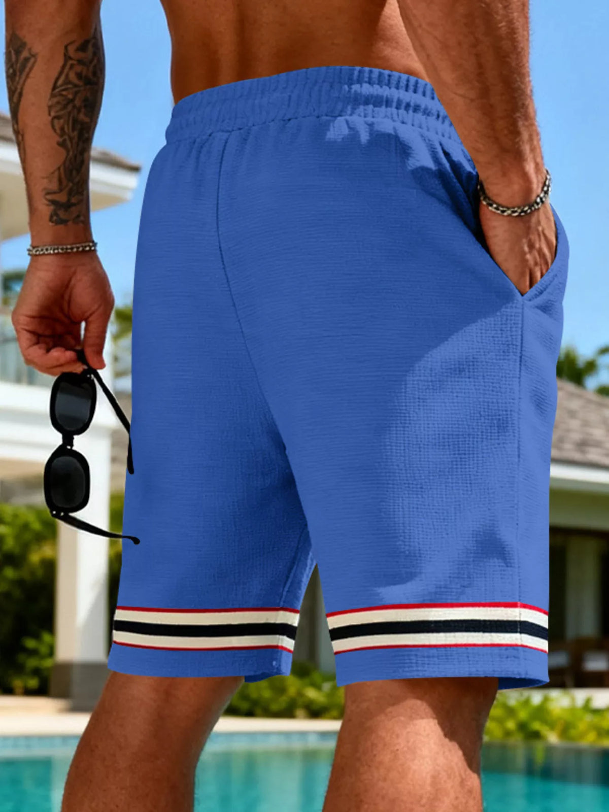 Men's Full Size Textured Knit Drawstring Shorts Plus Size, view 2