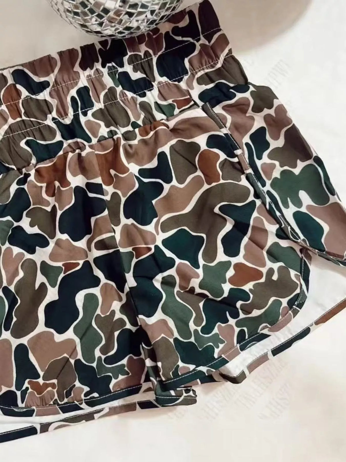 Camo Print Elastic Waist Shorts - Lilixa.store