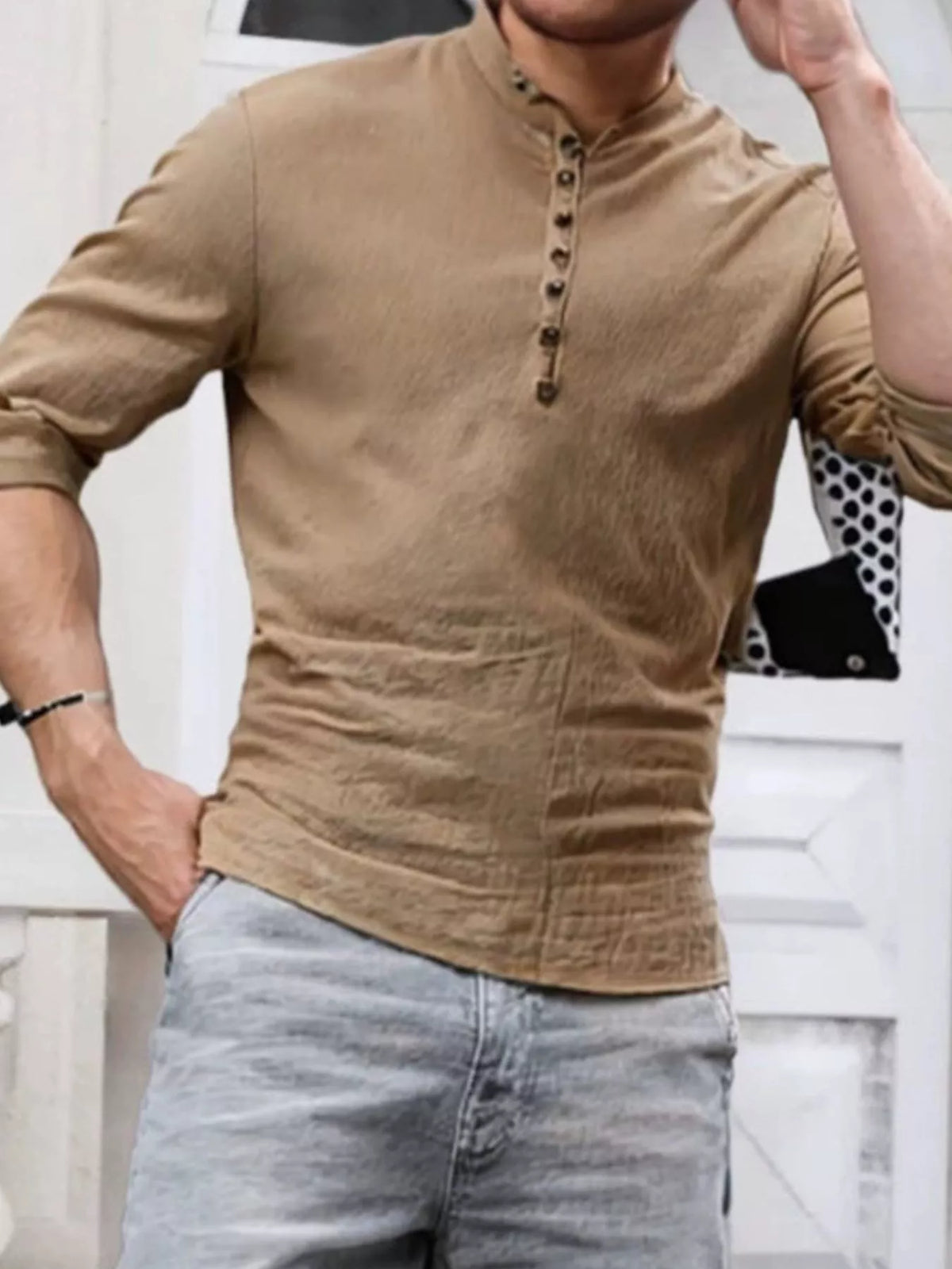 Men's Full Size Button Detail Short Sleeve Shirt Plus Size - Lilixa.store