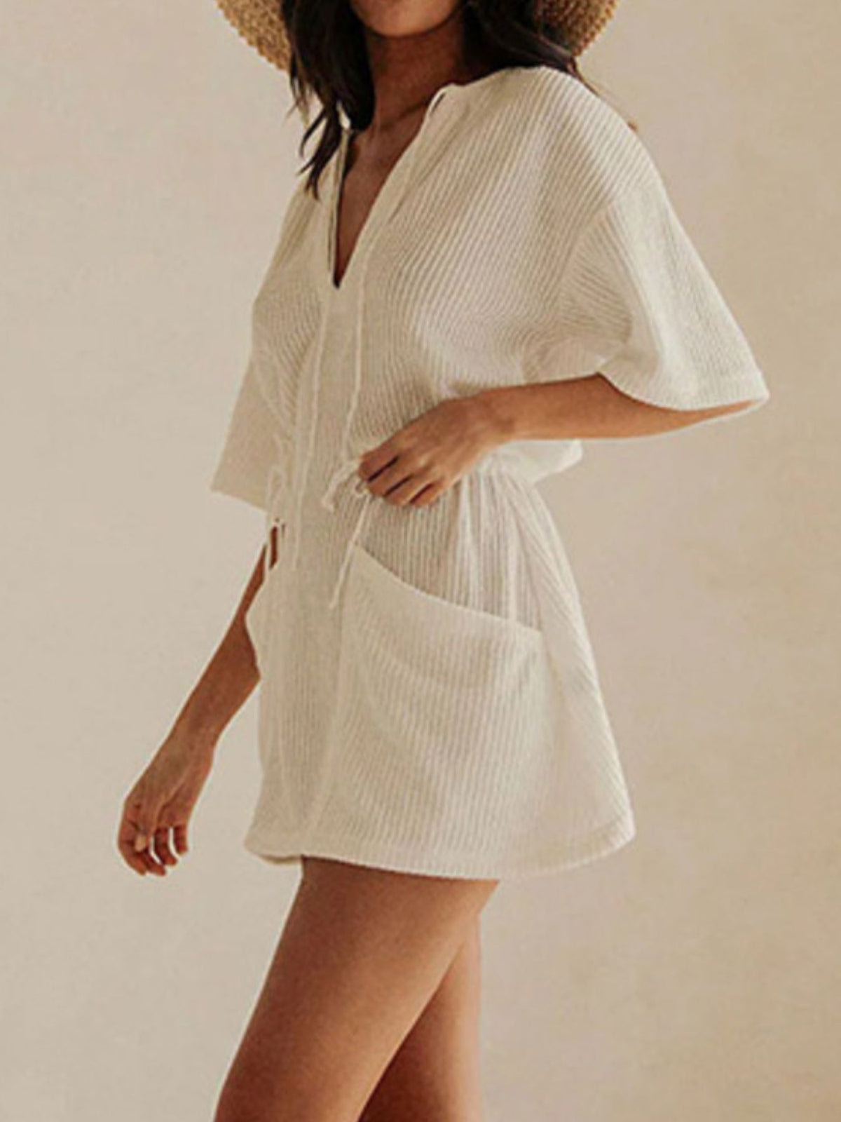 Relaxed Fit Half Sleeve Cover-Up Dress - Lilixa.store