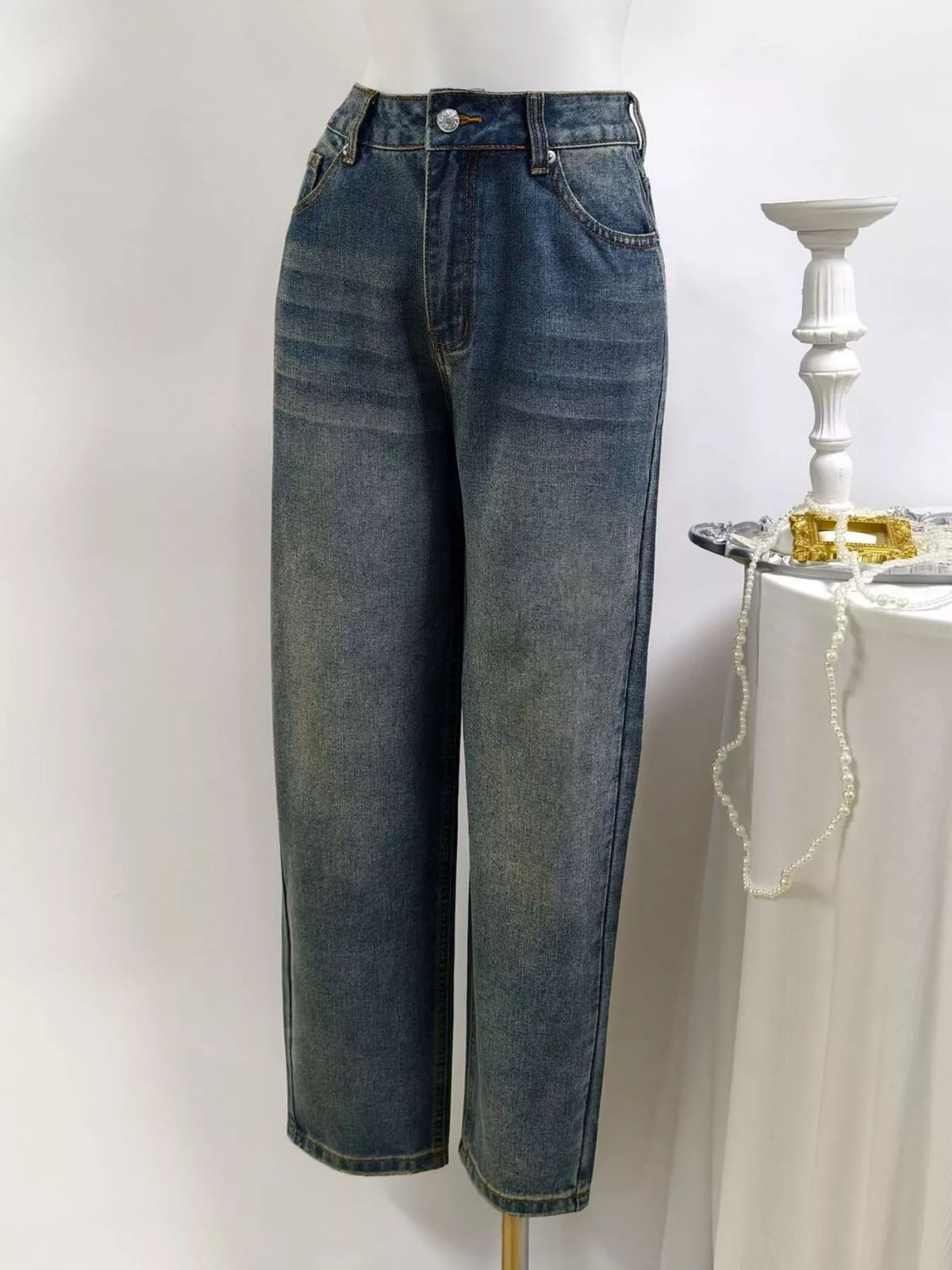 High-Waisted Straight Leg Jeans - Lilixa.store