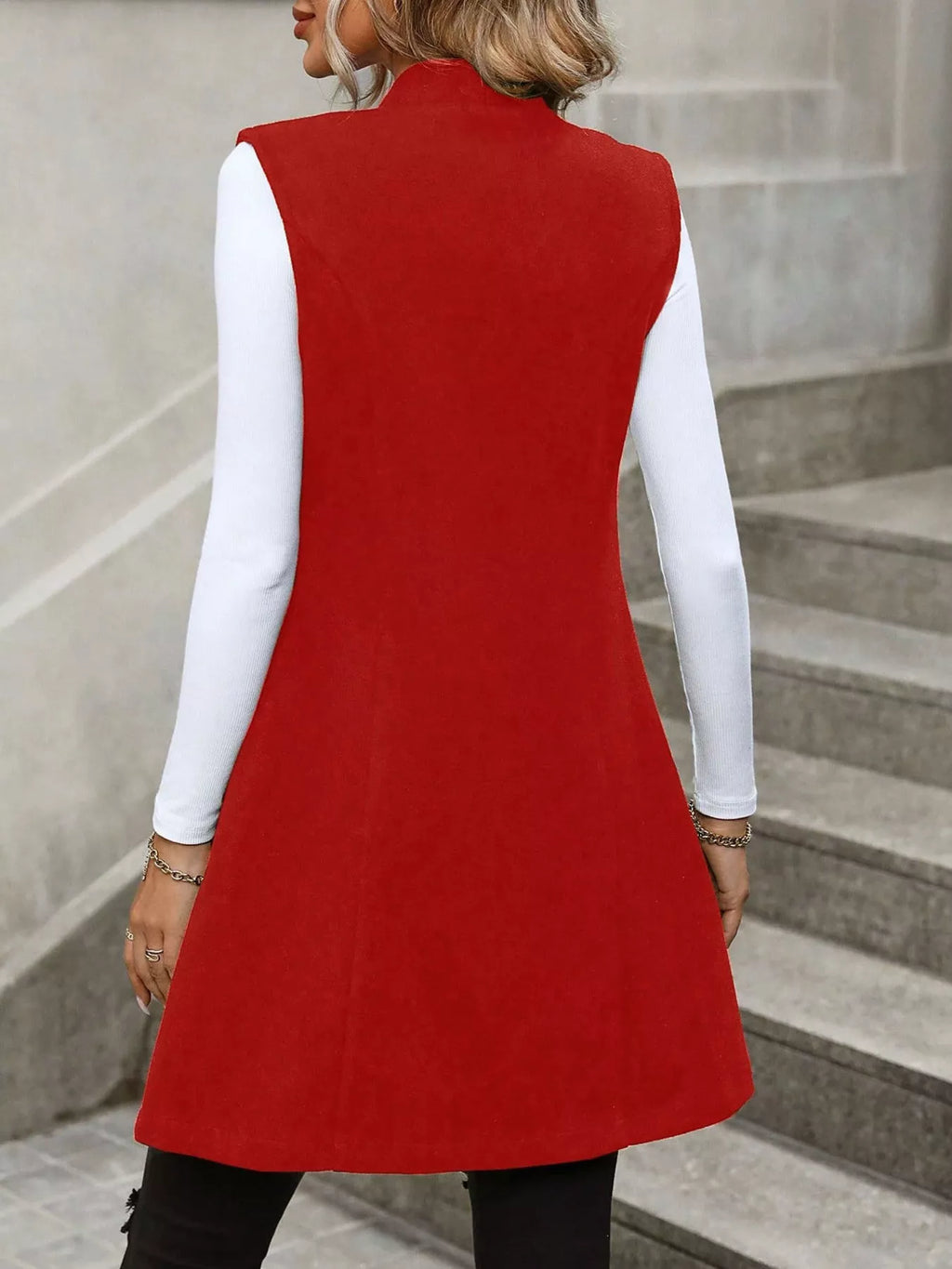 Button-Down Longline Vest Coat - Lilixa.store