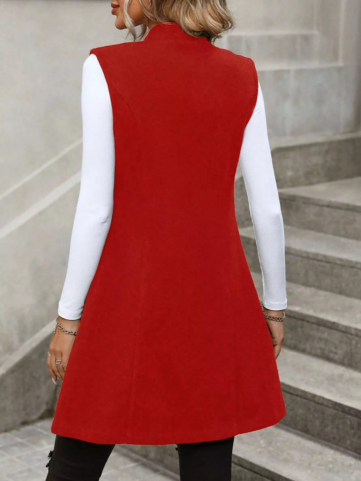 Button-Down Longline Vest Coat - Lilixa.store