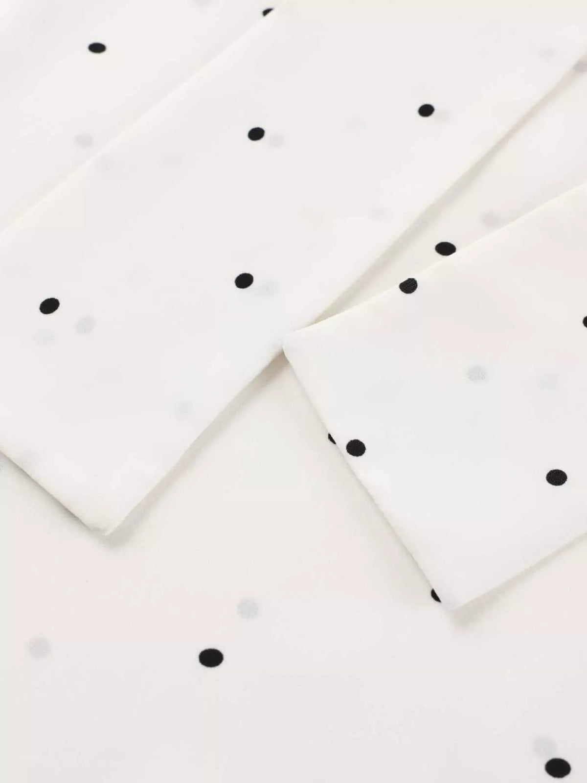 Polka Dot Silk Blouse with Scarf Neck Tie in White, view 10