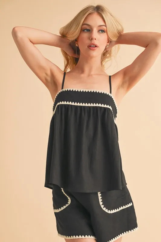Aemi+Co Bali Rickrack Trim Cami - Lilixa.store