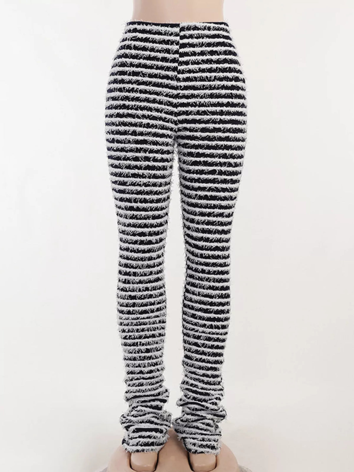 Striped Fuzzy Textured Knit Pants, view 2