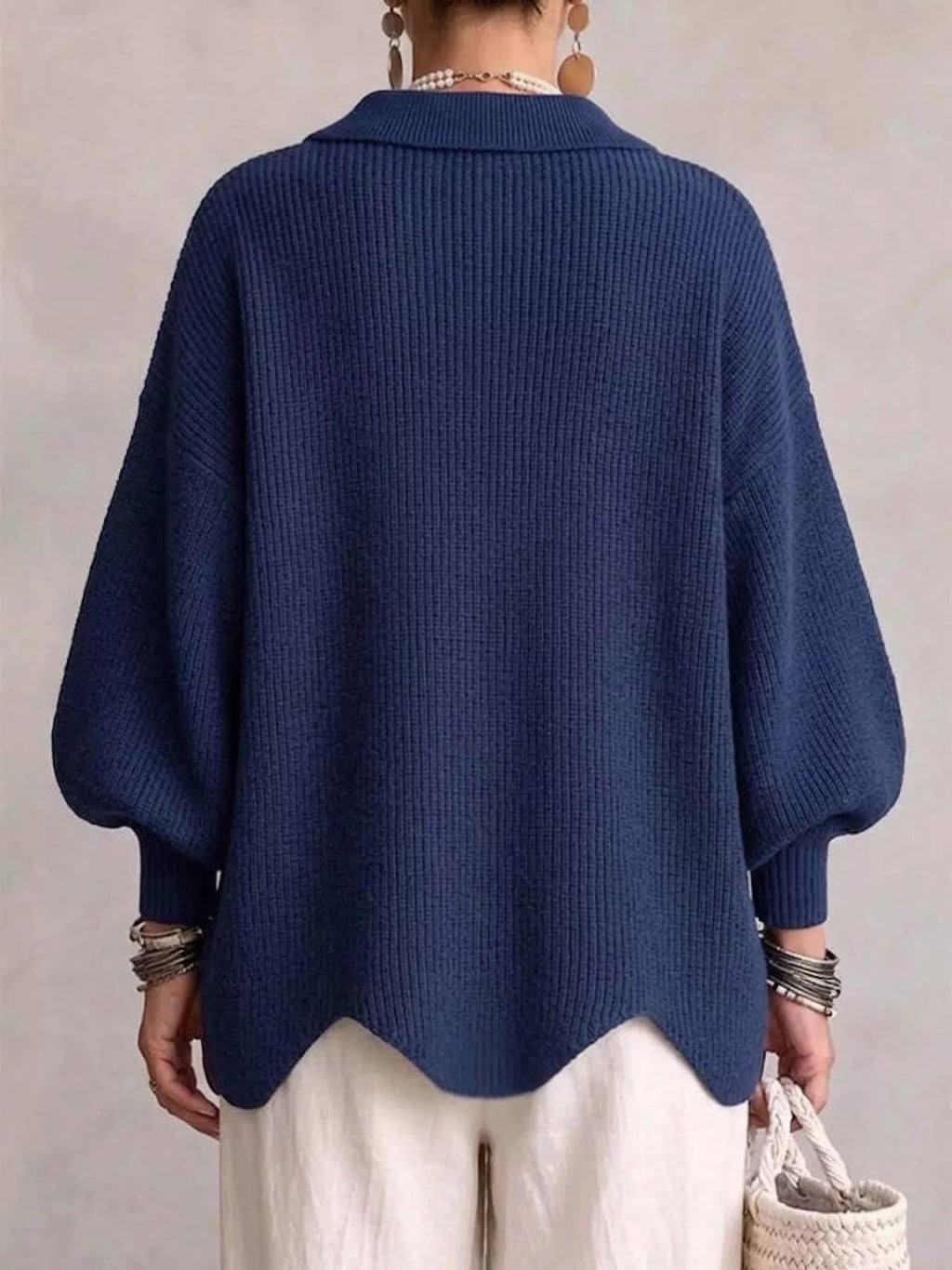 Full Size Gold Buttons Lantern Sleeve Cardigan Plus Size - Lilixa.store