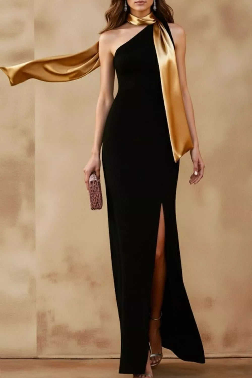 One-Shoulder Slit Maxi Dress - Lilixa.store