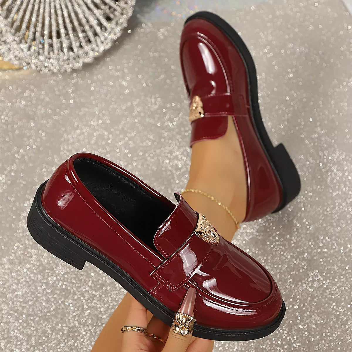 Round Toe Block Heel Loafers - Lilixa.store