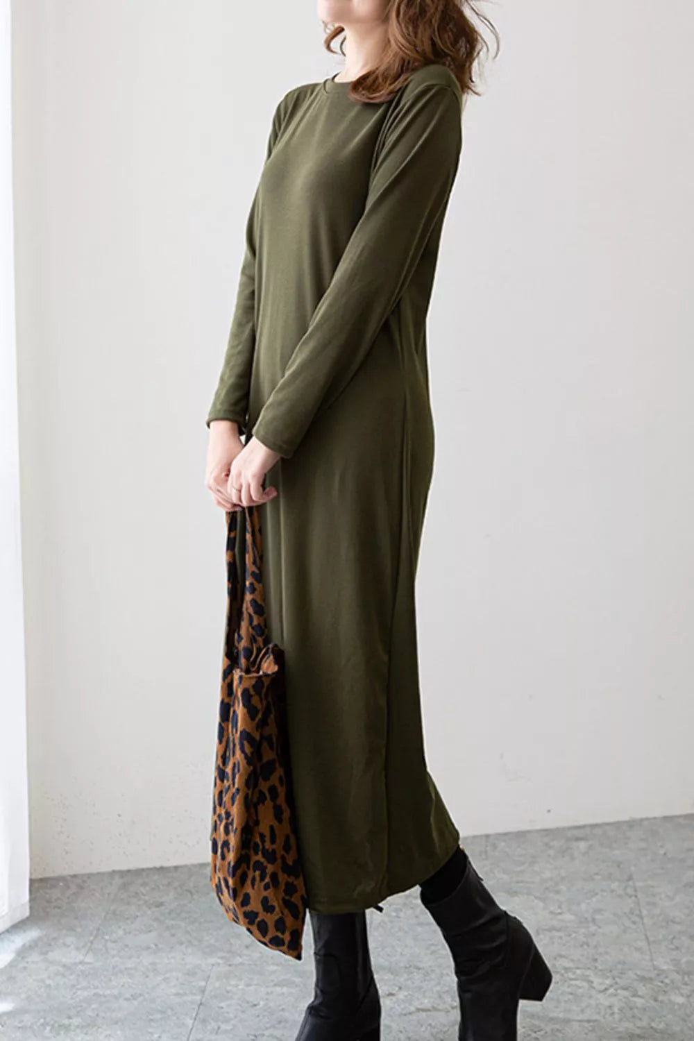 Casual Long Sleeve Midi Dress - Lilixa.store