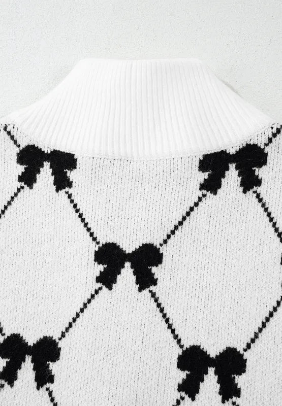 Bow Half Zip Sweater Vest - Lilixa.store