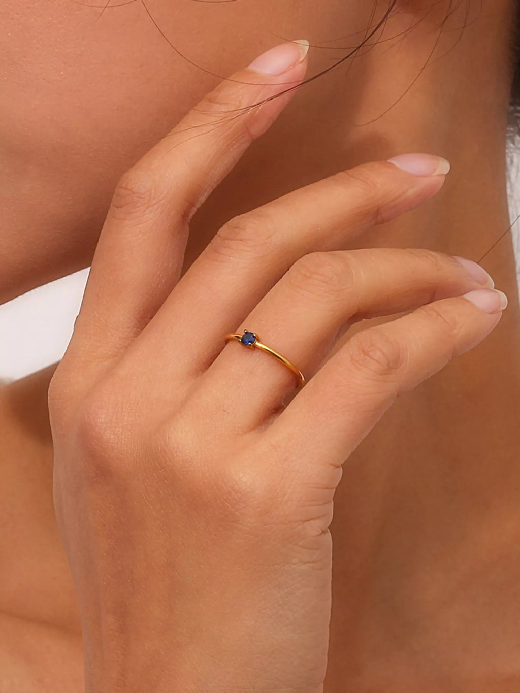 18K Gold-Plated Zircon Ring in Blue