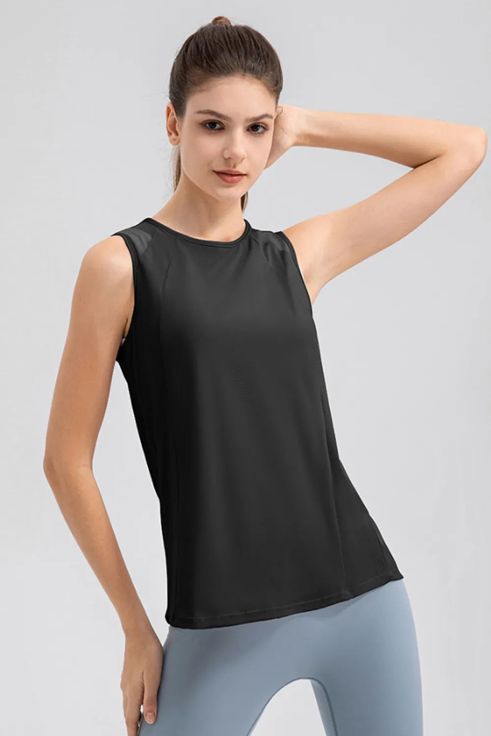 Round Neck Wide strap Active Tank - Lilixa.store