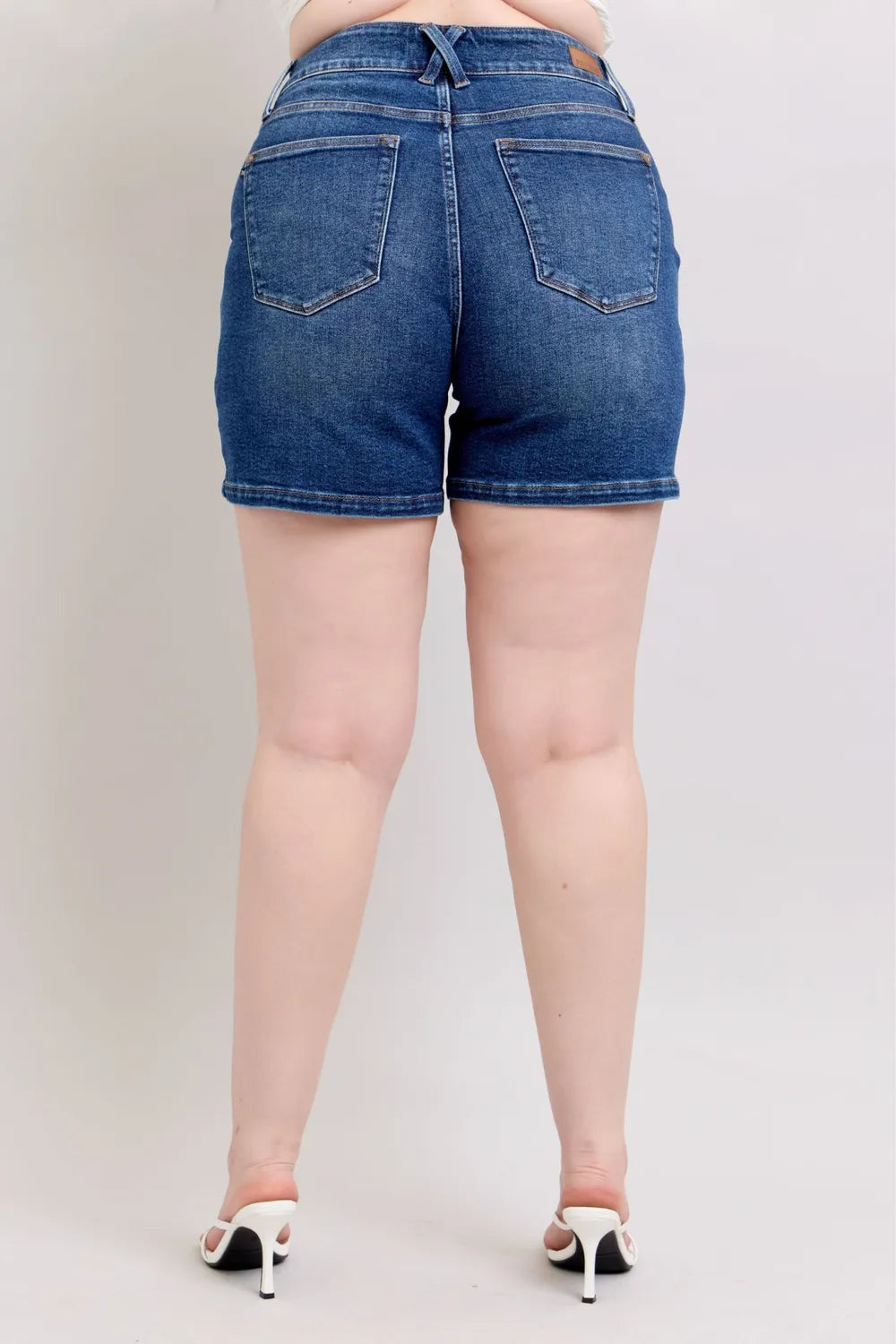 Judy Blue Full Size Double Button Waistband Denim Shorts Plus Size - Lilixa.store