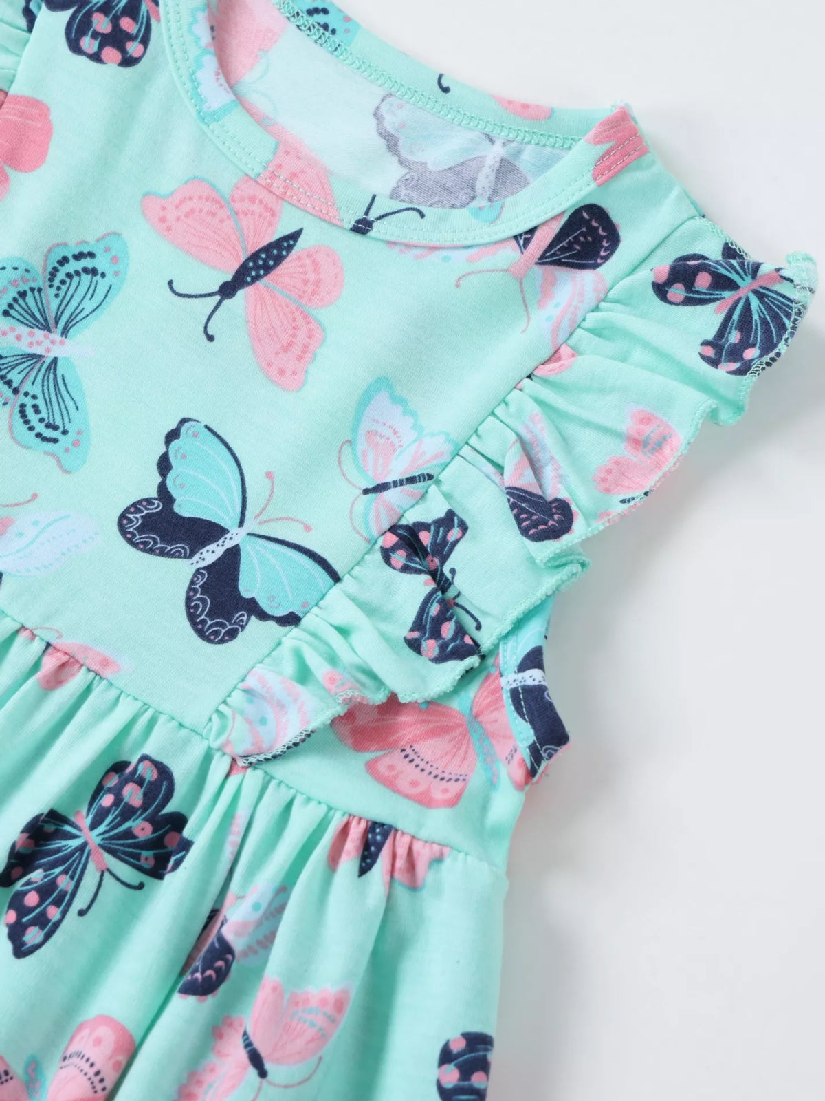 Children's Butterfly Print Ruffle Sleeve Dress - Lilixa.store