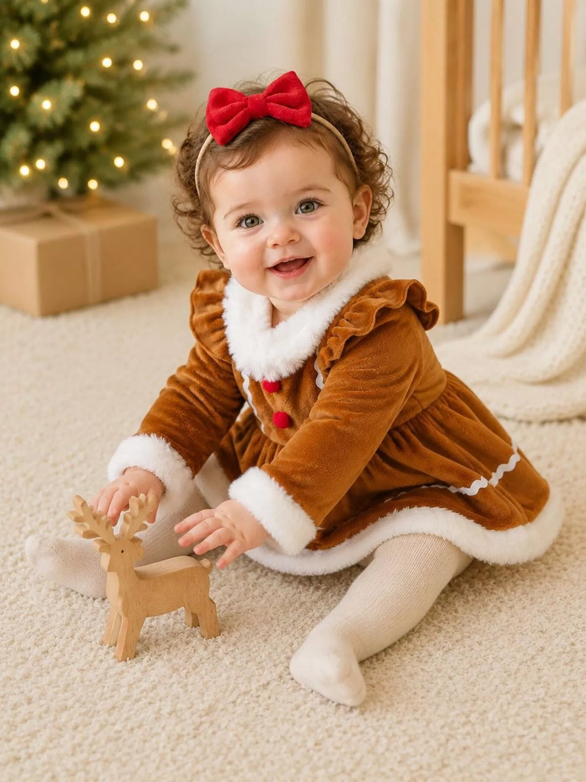 Children's Christmas Bodysuit Dress and Headband Set - Lilixa.store